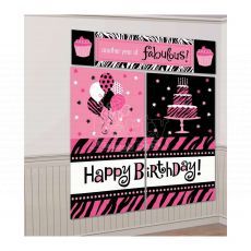 Pink Zebra Happy Birthday Scene Setter Banner
